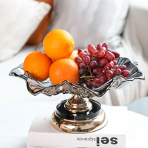 European-style large fruit plate dried fruit snack plate Creative modern living room coffee table home light luxury glass fruit plate ornaments