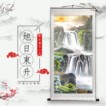 Xuzhudong ascending Chaoyang Sunrise State painting scroll landscape hall Xuanguan Hotel Living room Framed Ink Decoration Painting
