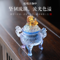 Glass incense burner for Buddha supplies Household worship incense burner Antique agarwood sandalwood ornaments Creative aromatherapy plate incense burner