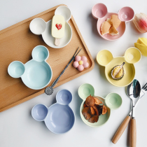 Children Cutlery Cartoon Ceramic Small Dish Mickey Styling Divided Trays Mini Breakfast Fruit Pan Seasoning Sauce Dish