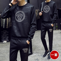 Tide Card Summer Mens Round Collar Jersey Suit 2021 New Short Sleeves T-shirt Two Sets Handsome Young Jersey Undershirt