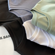 Close in (mens)with quality inspection~Cool comfort with silk cotton solid color short-sleeved T-shirt top summer new