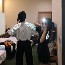 CCJE mens summer wings reflective couple tops tide brand super fire ins trend loose short-sleeved T-shirt men