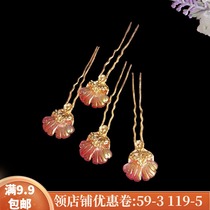 Original handmade simple Ming Song hair ornaments hairpin ginkgo leaves wild ancient style Hanfu daily u hairpin embellishment