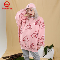 DEVIL NUT Tide brand DNS demon 21 autumn and winter New Men and women couples print loose sweater ATO
