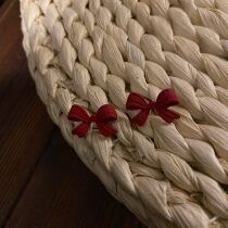 Matte mini butterfly knot ear nail S925 silver pin personality solid ear decoration ladies Christmas wind without ear clip