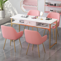 Nail table economical imitation marble nail salon table simple Japanese light luxury single double nail table and chair set