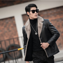 2021 New male autumn winter fur sheep skin rubbed the trend of handsome Han Han Edition jacket thicker