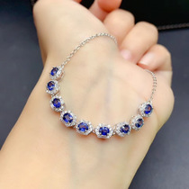 New Tide Noble Blue Treasure Color Fire Color Super Beauty 3 * 4mm Natural Sapphire Bracelet S925 Pure Silver Light Extravagant Small