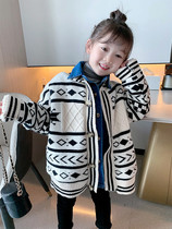 OKAIDI French girl lamb wool splice denim jacket winter dress new fake two pieces thickened stitch sweatshirt