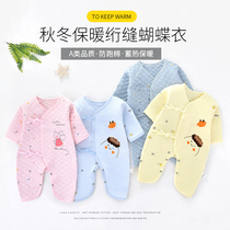 Newborn baby warm clothes baby autumn and winter hit bottom conjoined khaclothes 0-3-month 6 baby climb to the butterfly coat