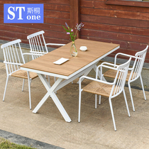Spring Shores Courtyard Garden Outdoor Table And Chairs Brief Casual White Rattan Chairs Cafe Hotel Terrace Outdoor Dining Table And Chairs