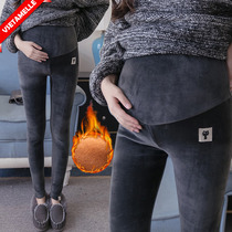 Pregnant womens leggings autumn and winter cashmere thickened pregnant womens pants Winter gold velvet belly pants warm cashmere pants for women