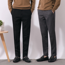 Mens autumn and winter sanding stretch large size casual pants slim thick fat man plus fat plus size small foot trousers tide tide