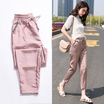 2020 Summer New Fashion 100 Hitch Sheet Ice Silk 90% Kharen Pants Women Loose Casual Sports Pants Women Pants Tide