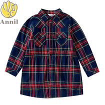 Annai childrens clothing 2019 autumn new female childrens long-sleeved pure cotton woven plaid skirt AG931512