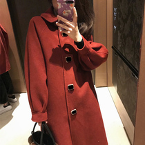 the long Korean coat is loose and thin in Sandro Moscolonis high - end double - sided cashmere coat
