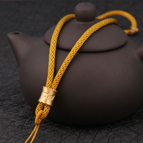 Broken Copper Buckle Six Words Real Words Pendant Hanging Rope Coarse Artisanal Necklace Rope Ping An Buckle Honey Wax Emerald and Tian Yupendant