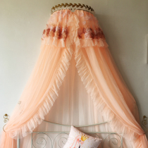 Golden bedroom Princess powder zippered mosquito net Court 1 51 8 meters landing encryption thickening decoration practical integrated mosquito net