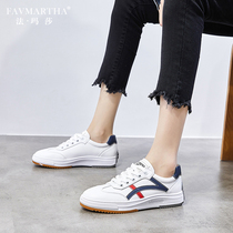 Fa Masa Light Luxury Leather White Shoes Flat Joker 2021 Spring New Super Fire Belt Casual Shoes Women
