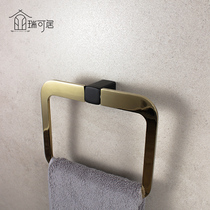 Ruikoju towel ring perforated light luxury black gold bathroom towel hanging ring ring hand towel ring ring hand towel hanging Ring Ring