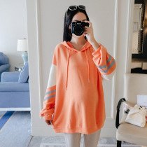 2020 new fat plus size maternity clothes spring and autumn pure cotton medium and long hooded sweater fat MM200 pounds jacket