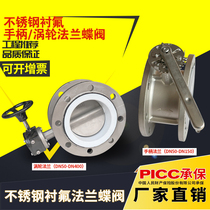 Stainless steel PTFE flange soft seal handle turbine butterfly valve Shanghai Toyama D41 341FR-16P