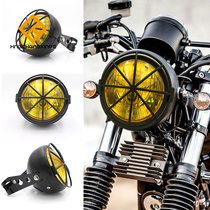 New motorcycle retro headlight CG125 modified meter cover universal front car light black shell bulb assembly