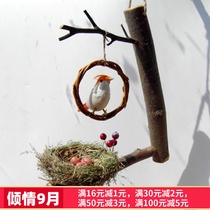 Creative dried branches retro Birds Nest ornaments pastoral retro shooting props home retro hanging decoration creative handmade
