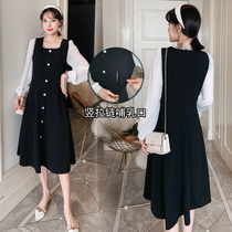 Breast-feeding clothes autumn postpartum out thin color color long-sleeved breast dress autumn dress long Korean breast-feeding dress