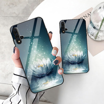 Chinese wind Snow Lotus Huawei nova6 mobile phone case creative nova5i anti-drop glass shell 4e beautiful 5z5ipro