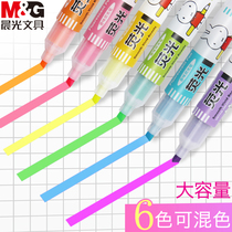 Morning light color highlighter MF5301 Meifei fragrance 6-color highlighter striking pen marker pen color rough key set students Mark candy color set of 6 colored pens