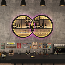 Bar bar wine cabinet creative restaurant wall hanging rack glowing wine iron display rack