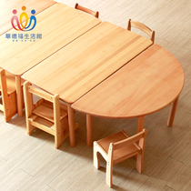 Waldorf Life Pavilion Beech Wood Kindergarten Desk Chair Set Childrens Desk Half Round Table Long Square Table
