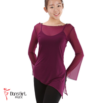 Dan Poetry Goyarn Dress New Thin style Dance Suit Martial Arts external shirt Long sleeves Elastic Mesh Yarn Horn Sleeve Blouse