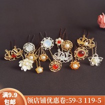 Ancient style Foundation Joker small flower hairpin daily embellishment imitation pearl flower Joker U Super fairy simple Hanfu accessories female