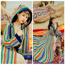 Retro National Wind Brigade Pat-striped Knitted Cardiovert with Lazy Wind and Loose Jacket Plus Suede Cape Cloak and Autumn Winter