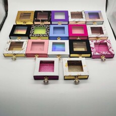 картон 水晶拉手抽拉盒把手方盒假睫毛包装盒正方形不含睫毛抽屉盒印logo OTHER