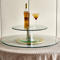 Hotel Plus High Table Turntable Tempered Glass Double Glass Turntable Home Round Tempered Glass Table