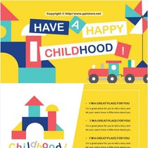 Colorful Happy de childhood childrens album education brochure universal PPT template campus practical