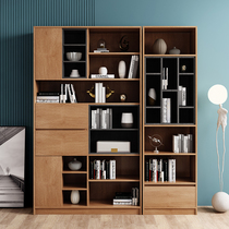 Nordic bookcase floor-to-floor study cabinet multi-functional storage small apartment free combination cabinet living room decoration cabinet