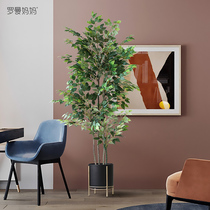 Roman Mom Indoor Living Room Large Banyan Tree Emulation Plant Potted Nordic Floor Green Planting Fake Tree Shop Interior Decoration