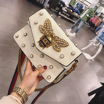  Bag female 2020 new messenger bag womens shoulder portable chain bag fashion pearl bag rhinestone bee bag