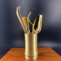 Chinese minimal tea knife and fork kung fu tea accessories brass teaspoon and tea ceremony six gentlemen suit