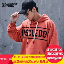 Muscle dog hooded sweater mens Tide brand autumn and winter New print loose fitness training suit sports and leisure jumper