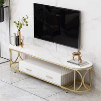 Nordic light luxury marble TV cabinet rock board TV table iron art extremely simple modern living room with drawer small apartment