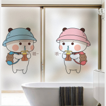 Toilet bathroom transparent opaque anti-peeping door glass sticker bedroom window Frosty film cartoon no glue