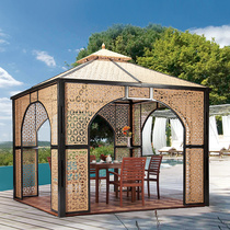 Outdoor leisure activities Gazebo Outdoor courtyard Woven rattan high-end pavilion Open-air garden Large advertising tent Wooden house