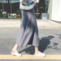 Knit Half Body Dress Autumn Winter Women 100 Hitch High Waist Spring Autumn New Thickening Mid-Length a-word skirt umbrella skirt half-body length dress