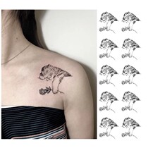 Rose little tiger tattoo sticker simple line shoulder sexy ins female waterproof durable cute dark ins Wind